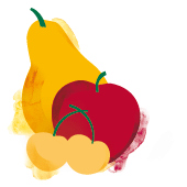 Dried apples, gold cherries and pears